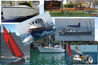 Collage of photos of fibreglass boats
